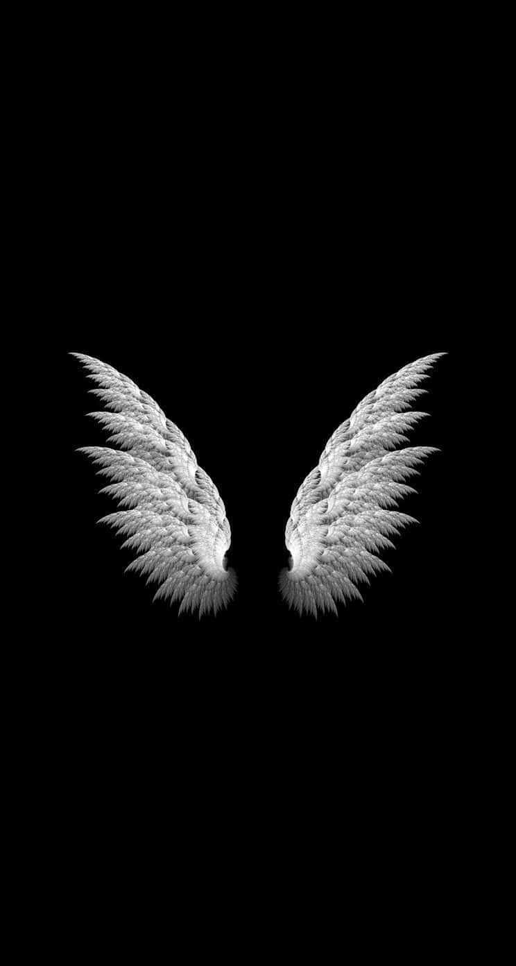white angel wings, black background, HD Phone Wallpaper