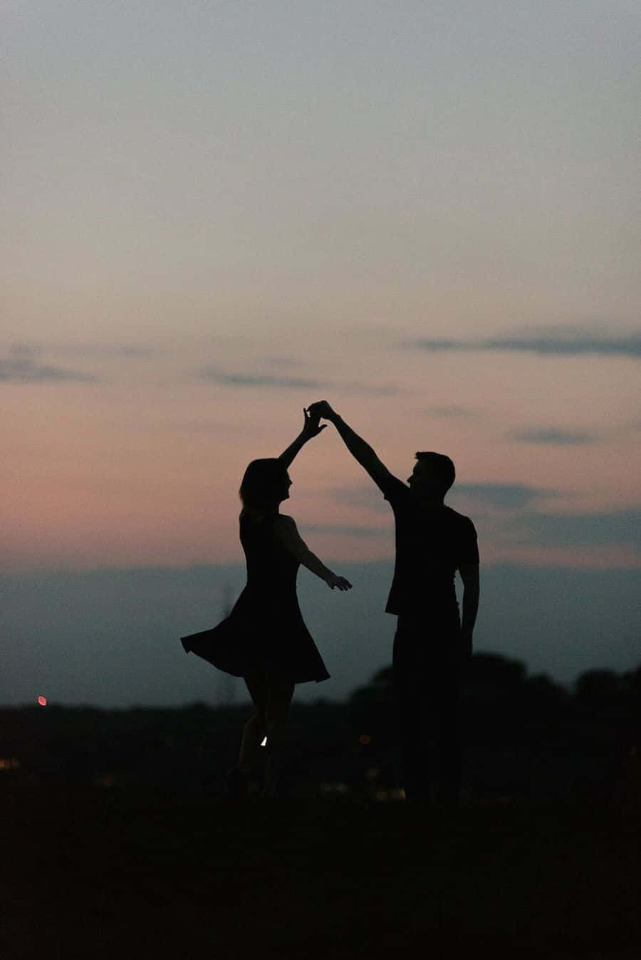 Black Couple, twilight sky, pastel pink, HD Phone Wallpaper