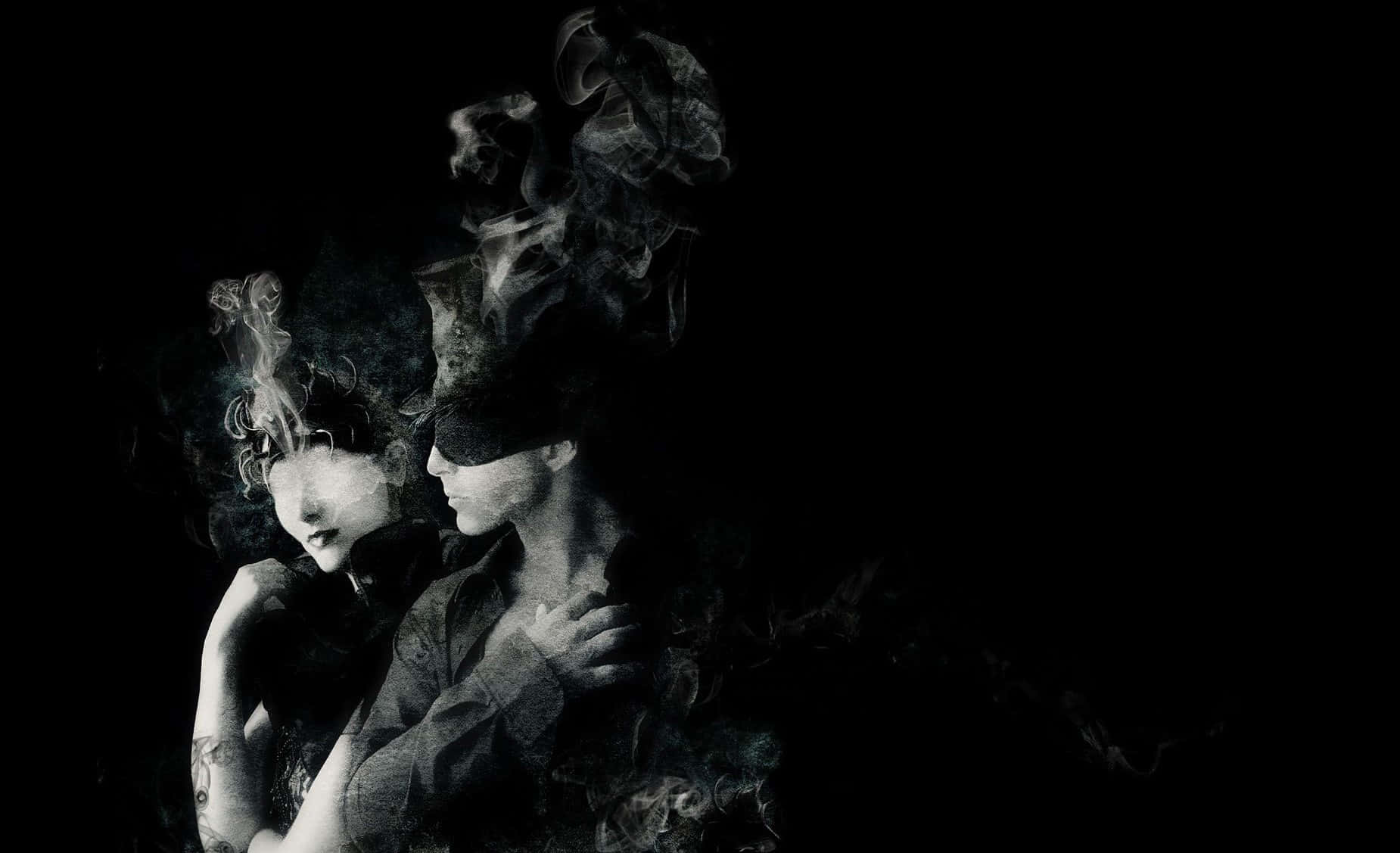 black couple, monochrome, black void, HD Desktop Wallpaper