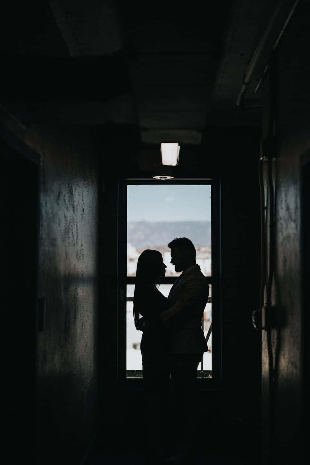 Black Couple, dim hallway, window, HD Phone Wallpaper