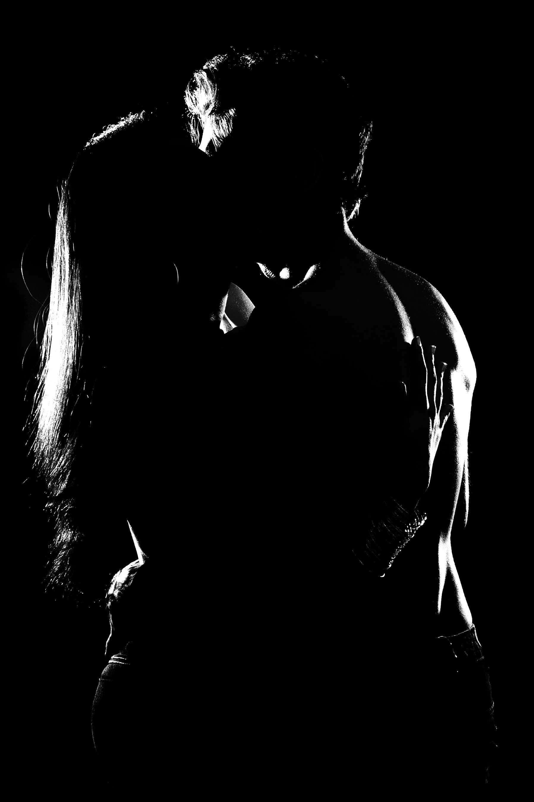Black Couple, silhouette, black and white, 2K Phone Wallpaper