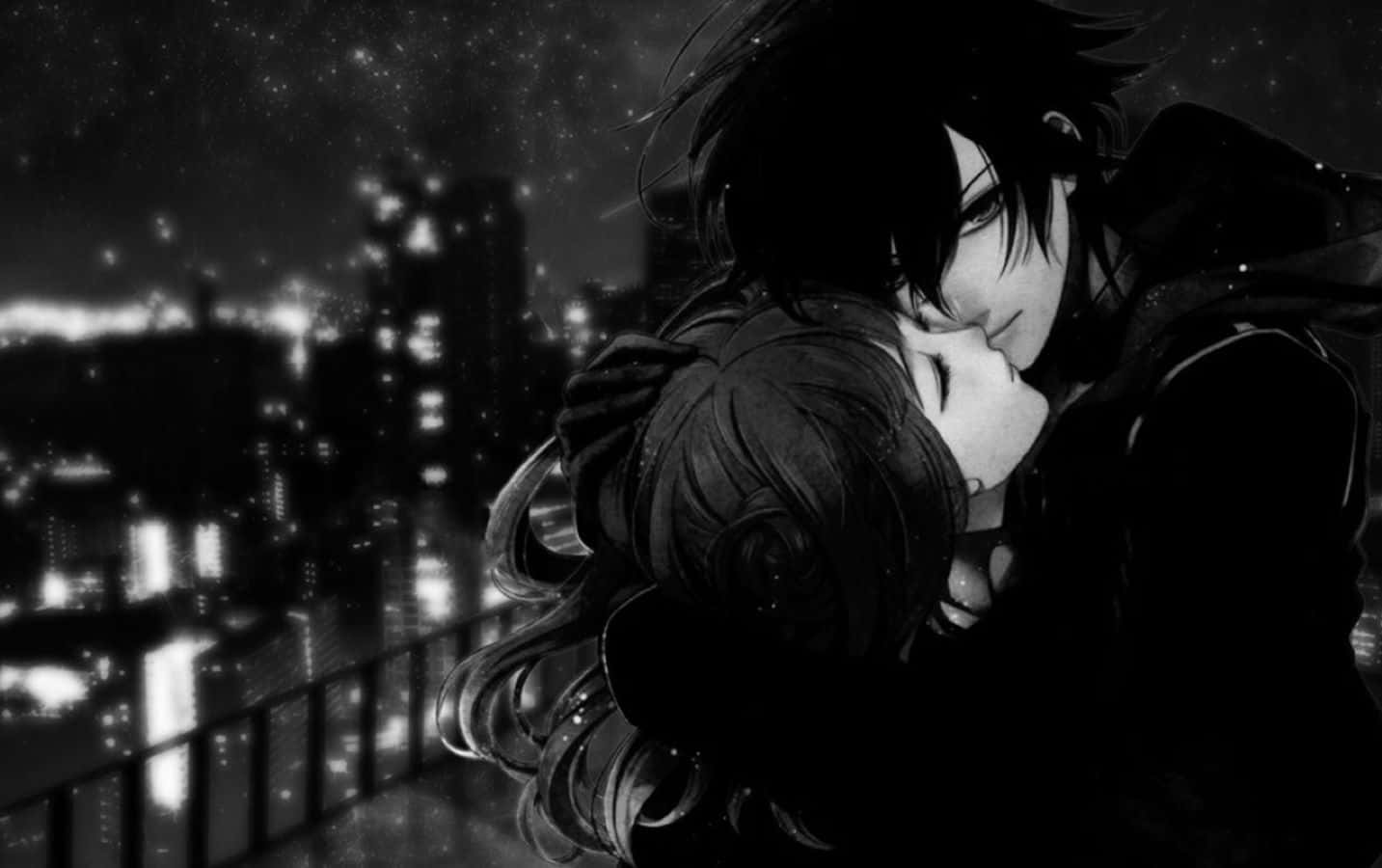Black Couple, rooftop, night, HD Desktop Wallpaper