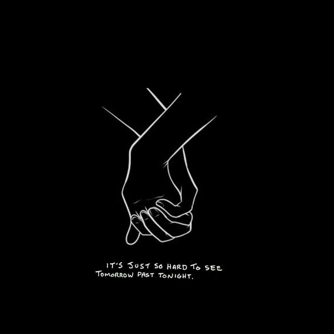 Black couple, beach, minimalist white line drawing, SD Desktop Wallpaper