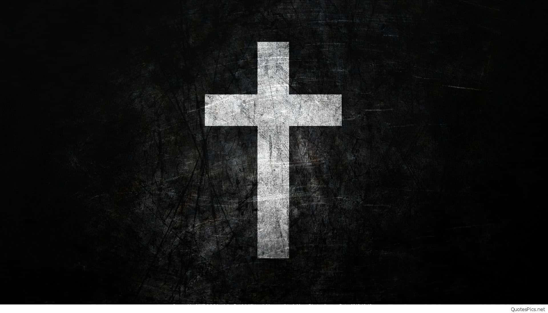 Black Cross, stark white cross, weathered texture, Full HD Desktop Wallpaper