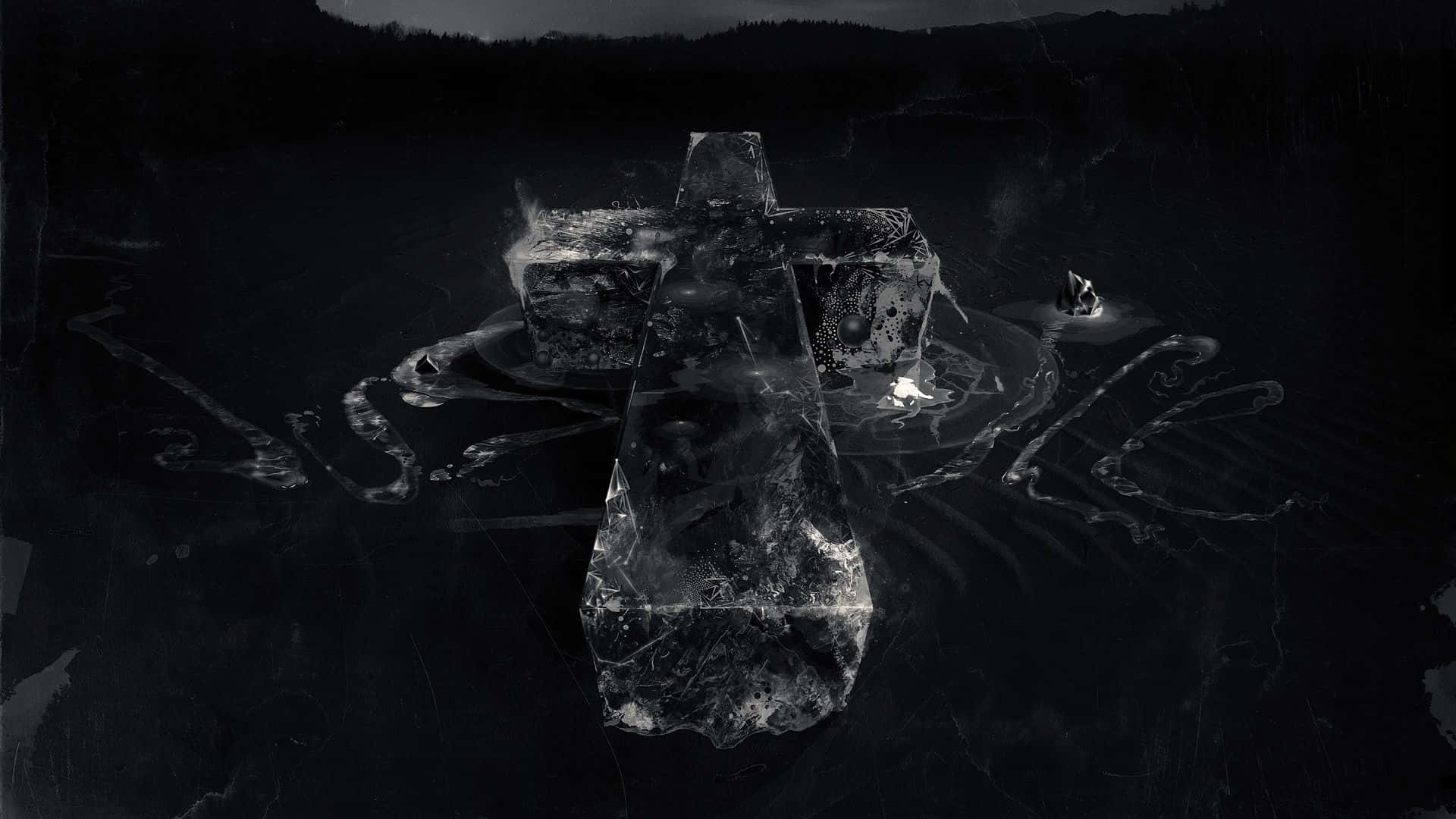 Black Cross, cracked crystal cross, dark void, Full HD Desktop Wallpaper