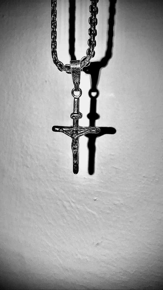 Black Cross, crucifix pendant, black and white, SD Phone Wallpaper