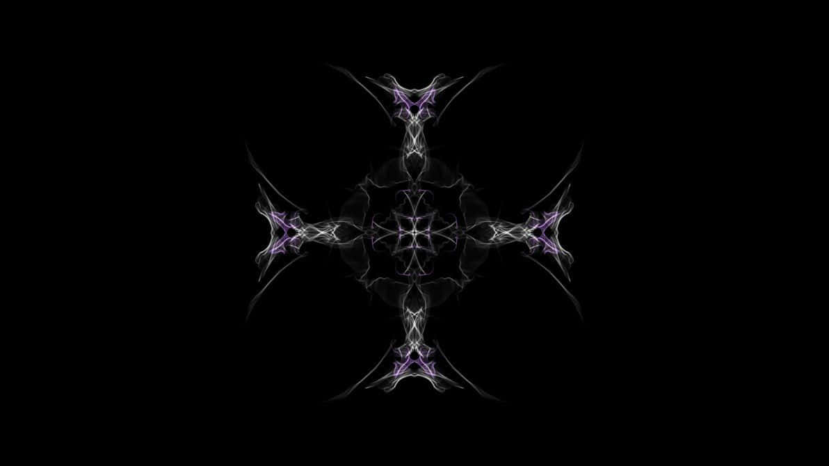 Black Cross, fractal pattern, glowing purple, SD Desktop Wallpaper