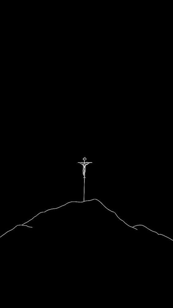black cross, crucifixion scene, mountain peak, SD Phone Wallpaper