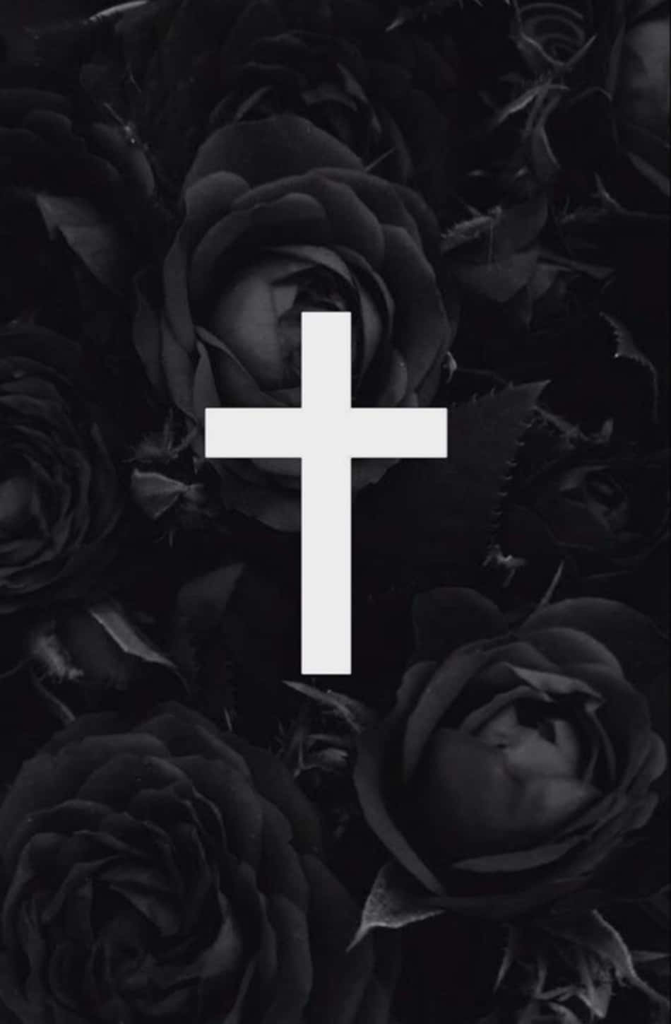 Black Cross, white cross, dark monochrome roses, HD Phone Wallpaper