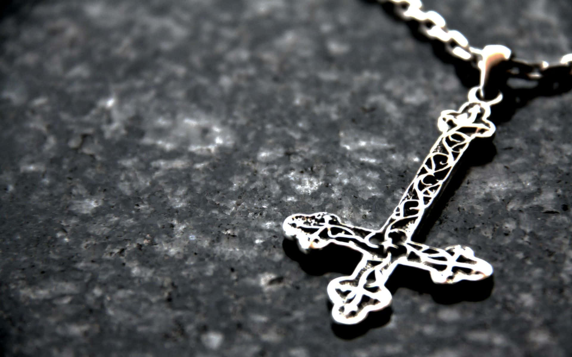 silver filigree cross pendant, chain, dark textured stone surface, Full HD Desktop Wallpaper