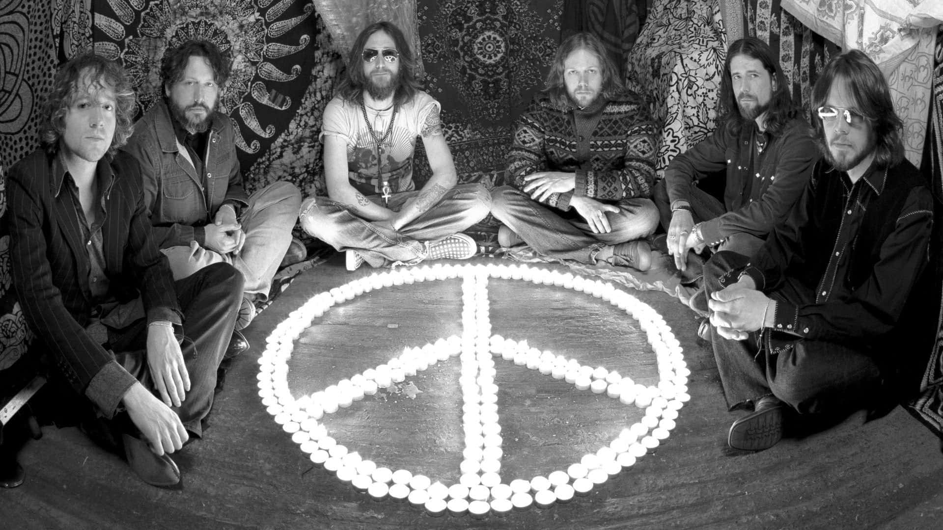 The Black Crowes, peace symbol, candles, Full HD Desktop Wallpaper