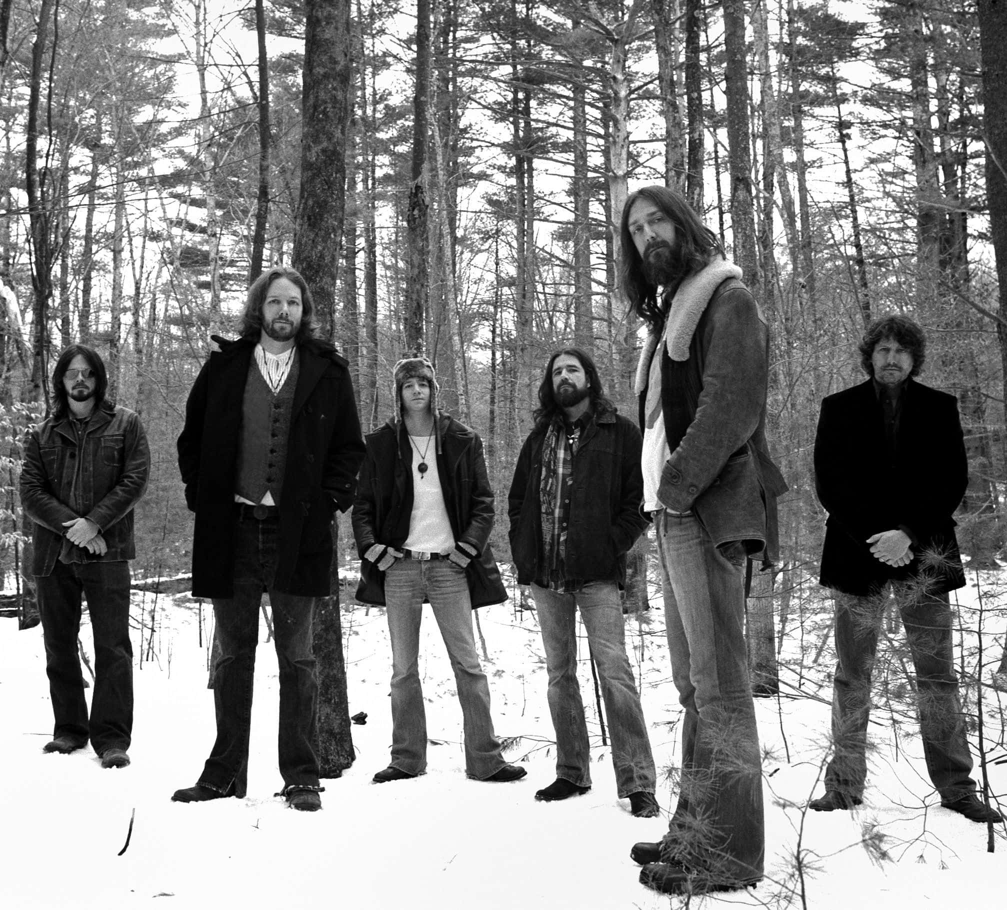 Black Crowes, snowy forest, vintage winter coats, Full HD Desktop Wallpaper