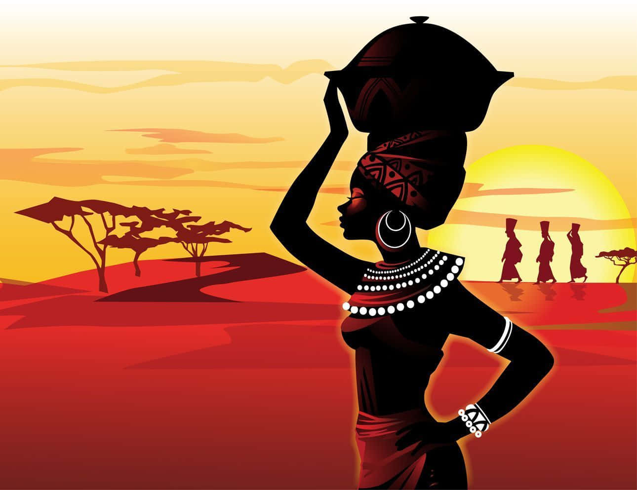 Black Culture, woman, water pot, HD Desktop Wallpaper