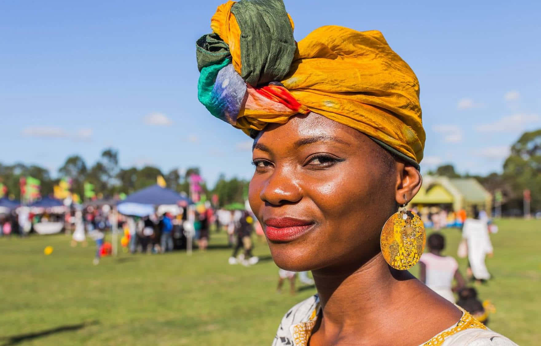 Black culture, vibrant woman, colorful headwrap, HD Desktop Wallpaper