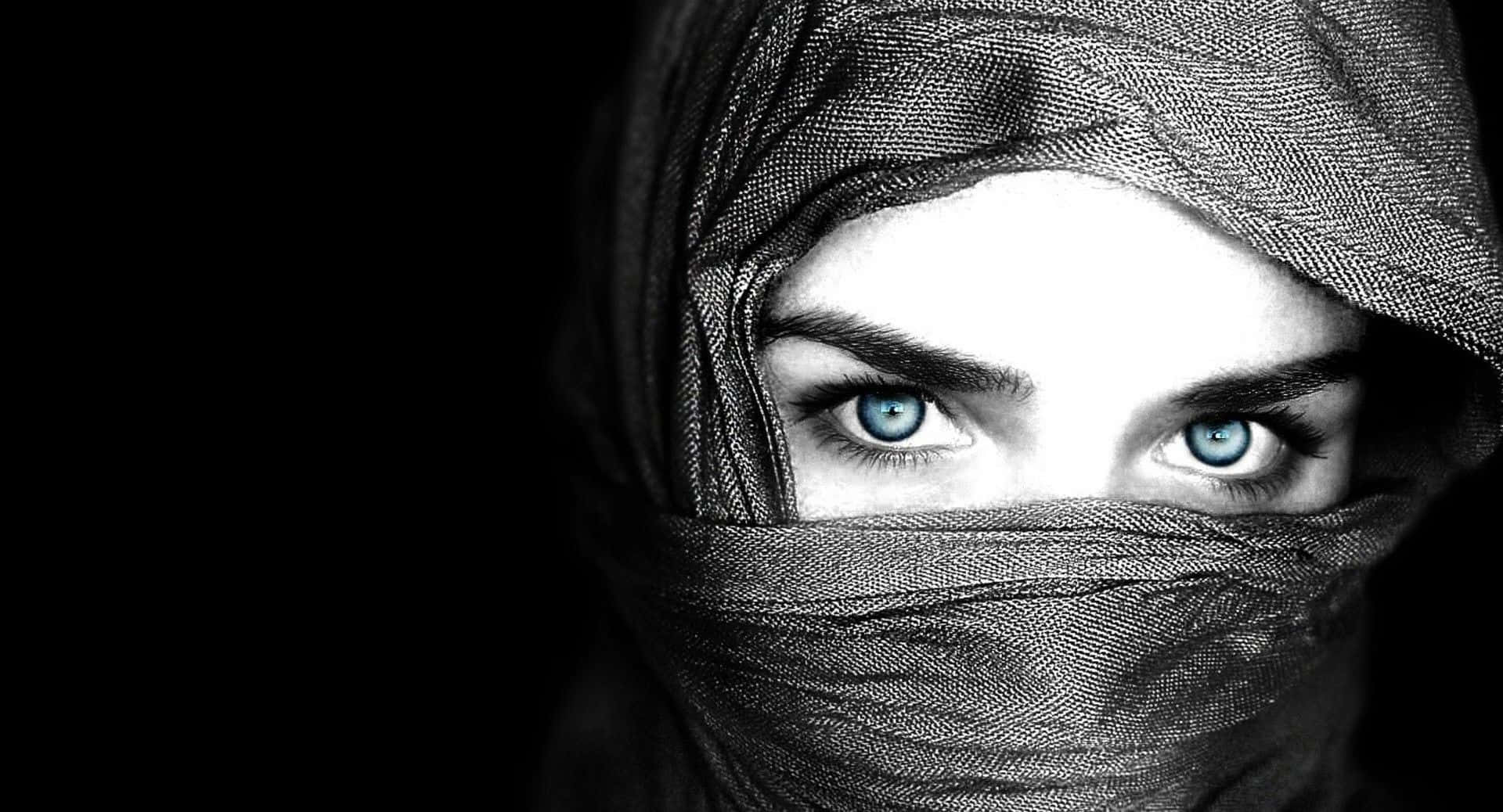 black is beautiful, intense blue eyes, dark textured veil, Full HD Desktop Wallpaper