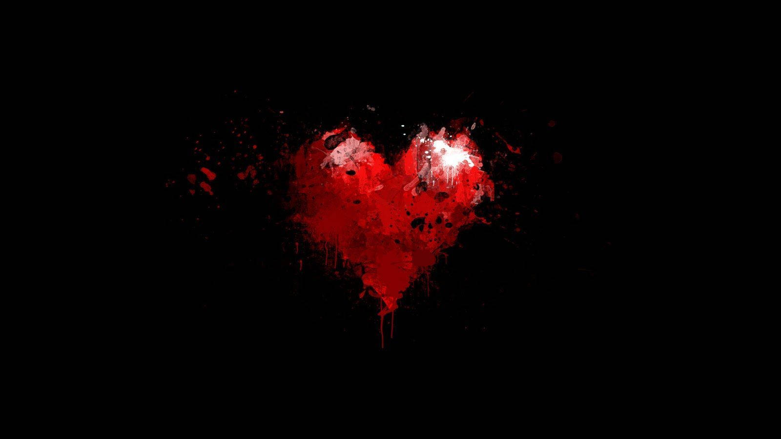 vivid red heart, paint and drips, stark black background, HD Desktop Wallpaper