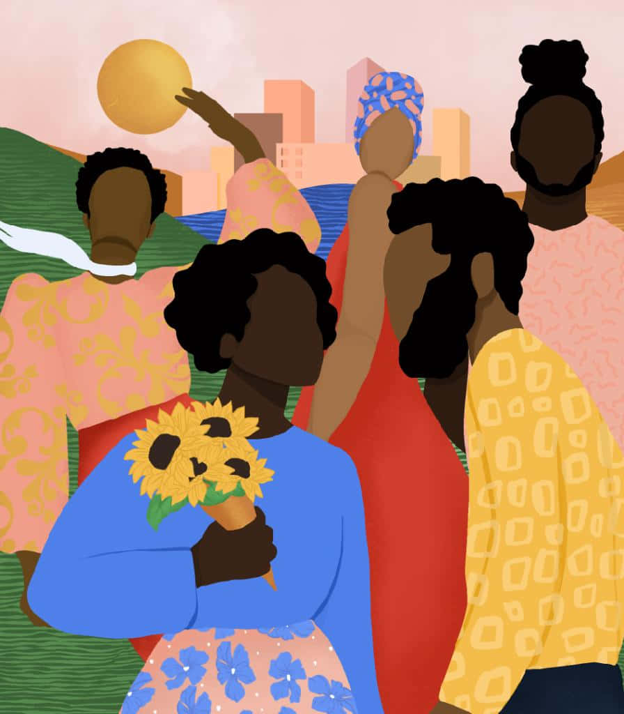 Black Culture, sunflowers, golden sun, SD Phone Wallpaper