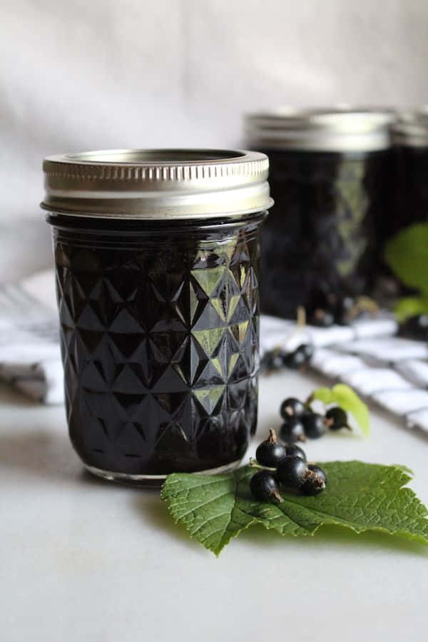 black currant, textured glass jar, dark blackcurrant preserve, SD Phone Wallpaper