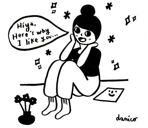 black and white cartoon girl, bun, cross-legged, SD Desktop Wallpaper