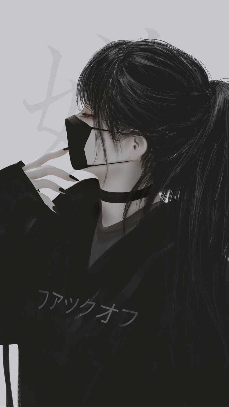 black haired cute girl, long black hair, ponytail, HD Phone Wallpaper