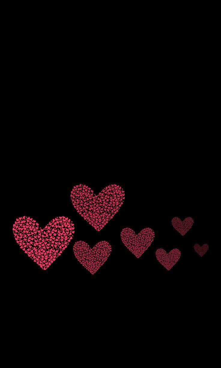 Black Cute Girly Hearts, pink hearts, tiny hearts, SD Phone Wallpaper