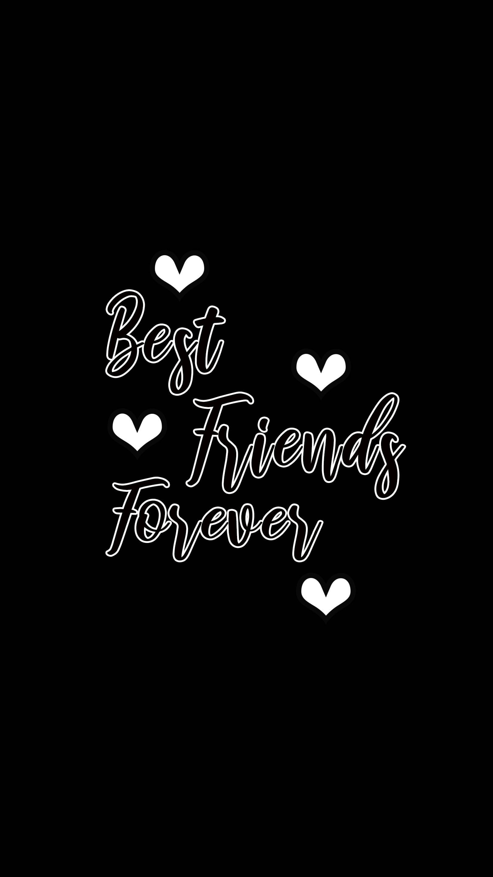 Black And White Cursive Girly BFF, Best Friends Forever, white cursive text, 2K Phone Wallpaper