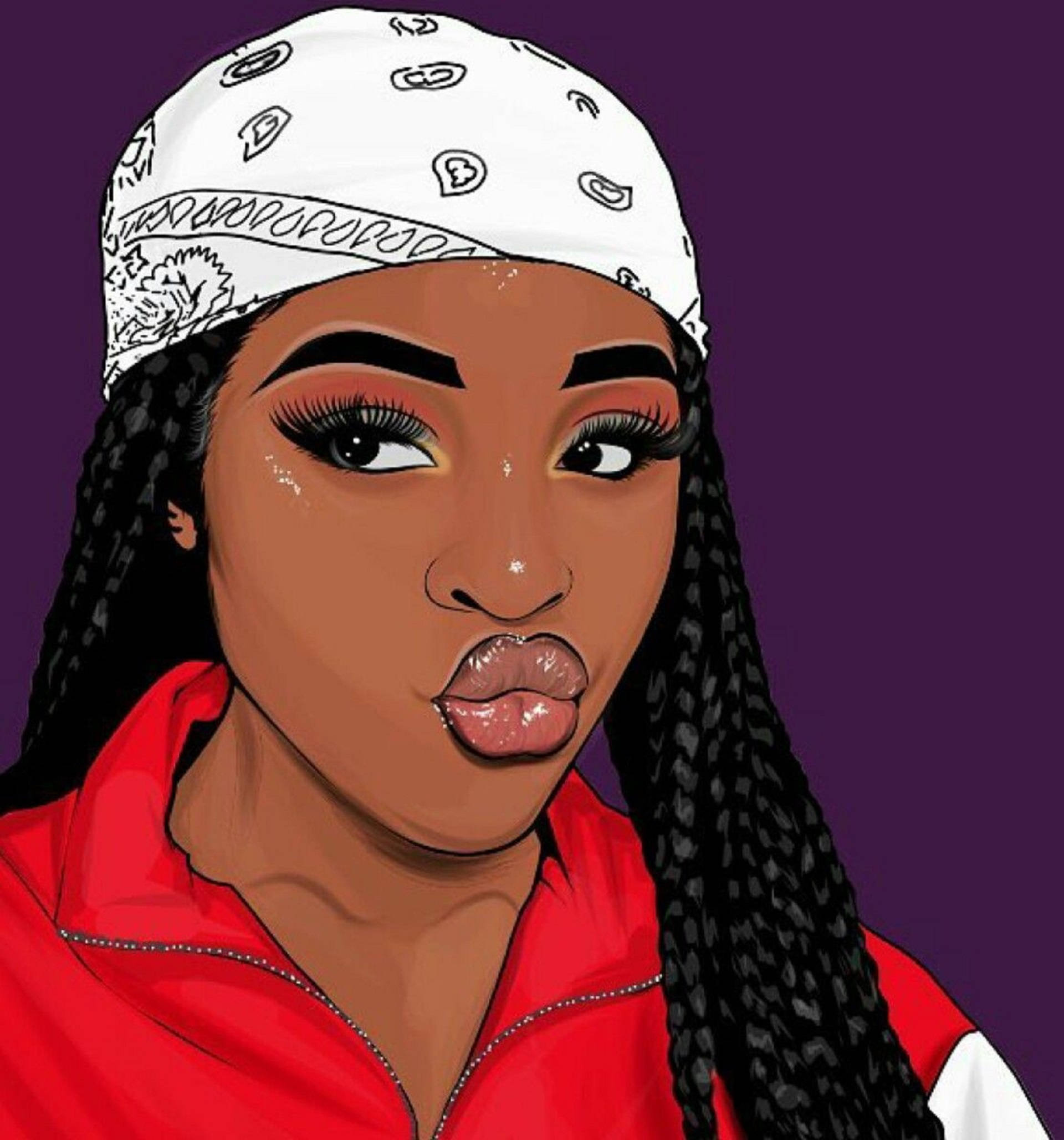 cute black girl, pouty lips, braided hair, Full HD Phone Wallpaper