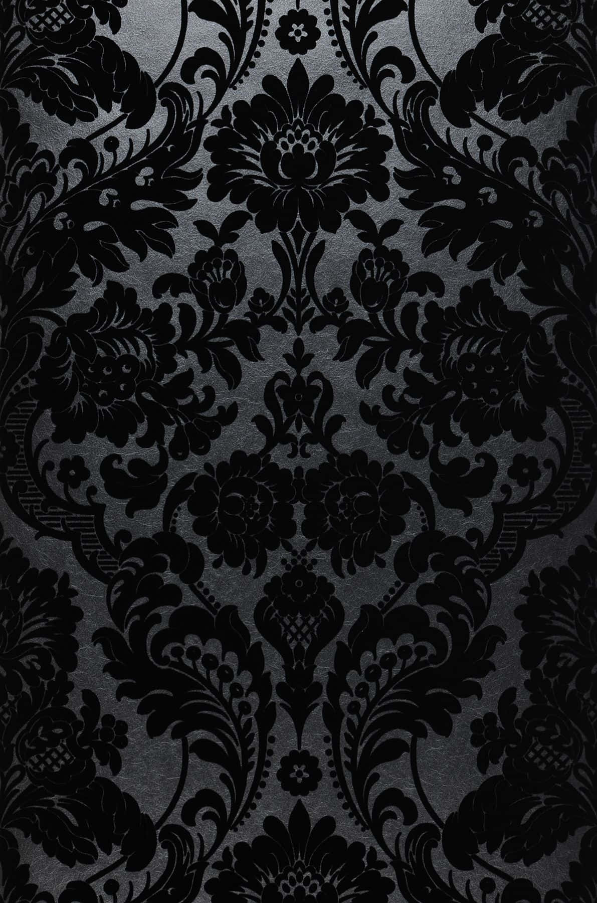 Black Damask, textured silver-gray wallpaper, intricate floral and vine motifs, HD Phone Wallpaper