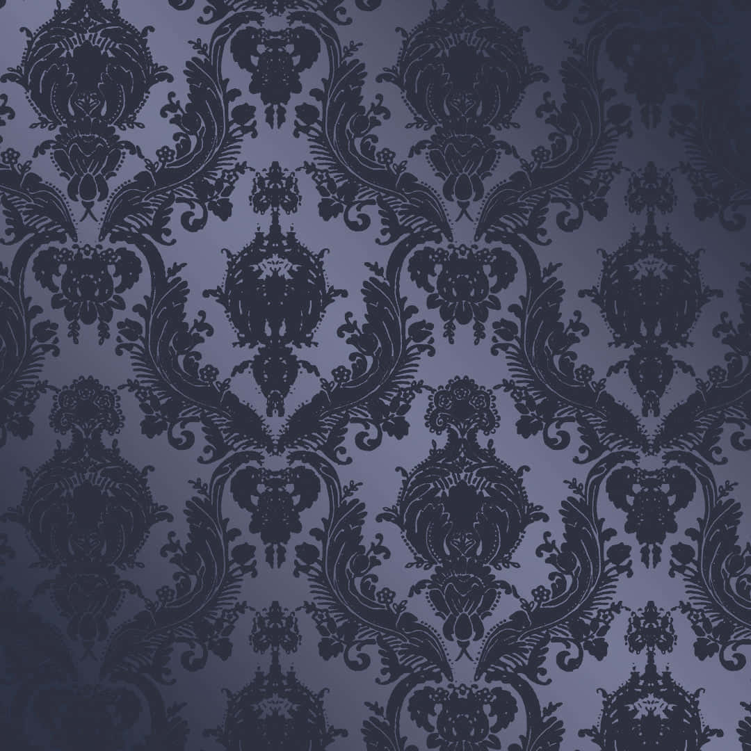 Elegant Black Damask Pattern, dark damask, intricate floral and vine patterns, SD Desktop Wallpaper