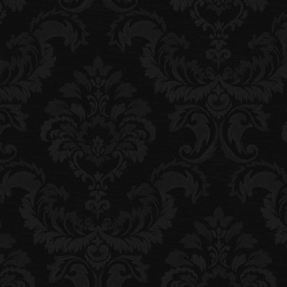 Black Damask, elegant black damask pattern, intricate floral and scroll patterns, SD Desktop Wallpaper