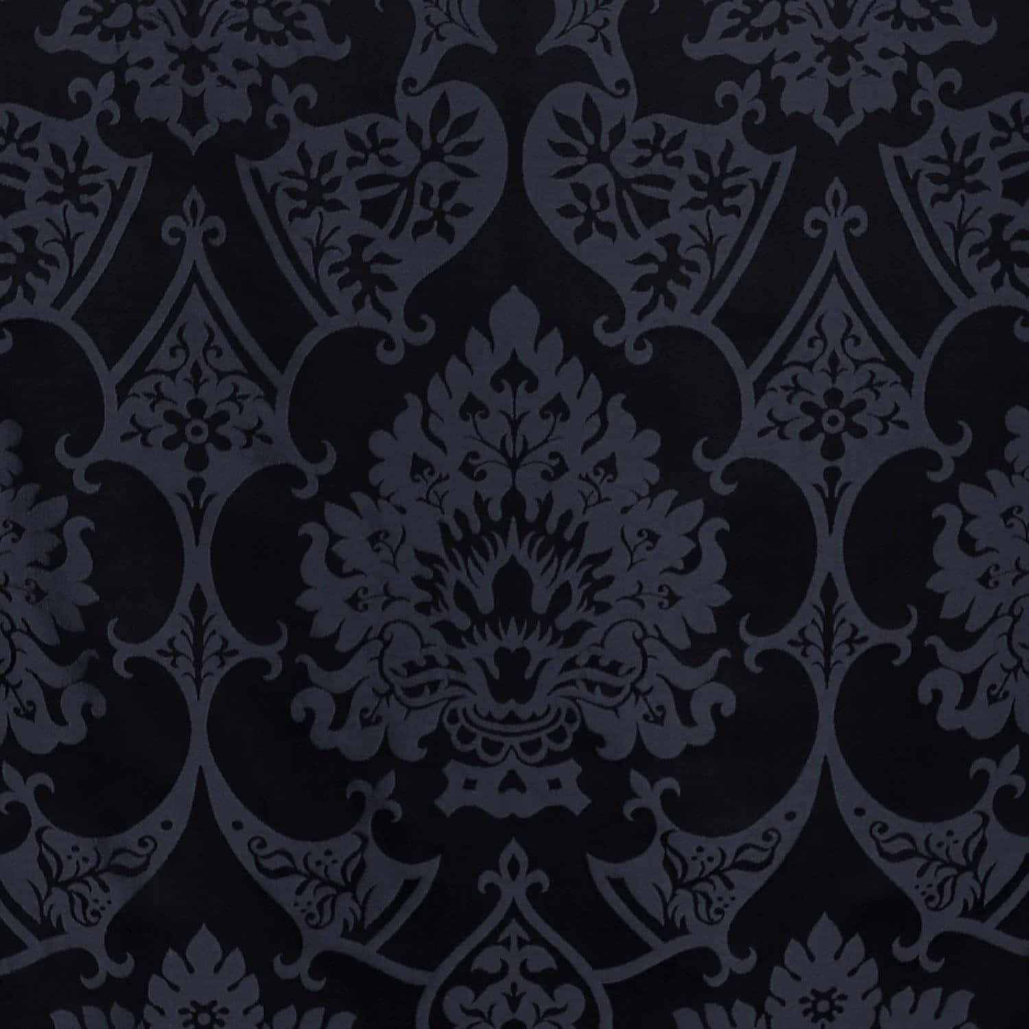 Elegant Black Damask Pattern, dark damask, intricate floral and scroll patterns, HD Desktop Wallpaper