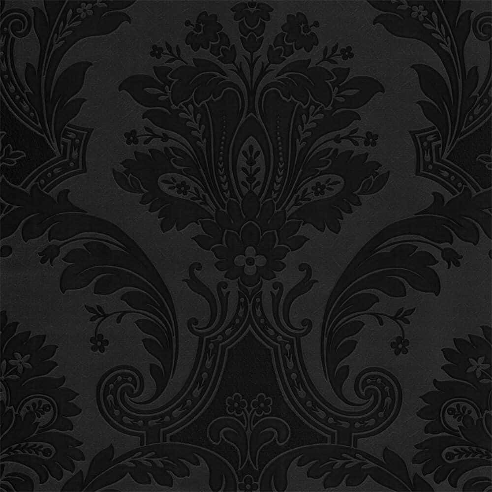 elegant black damask pattern, intricate floral and scroll patterns, subtle tonal variations, SD Desktop Wallpaper