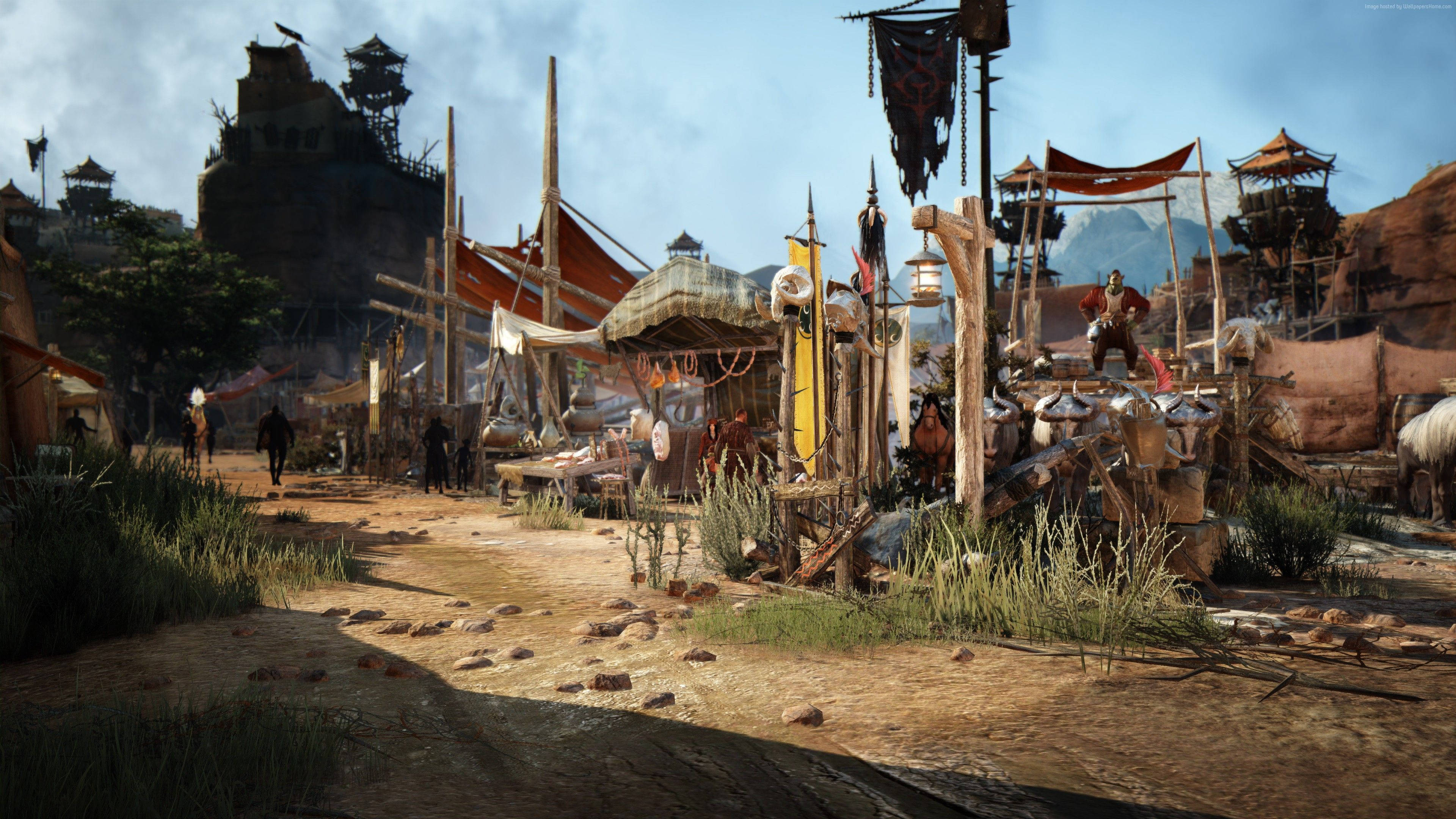 Black Desert Online, village, ancient marketplace, 4K Desktop Wallpaper
