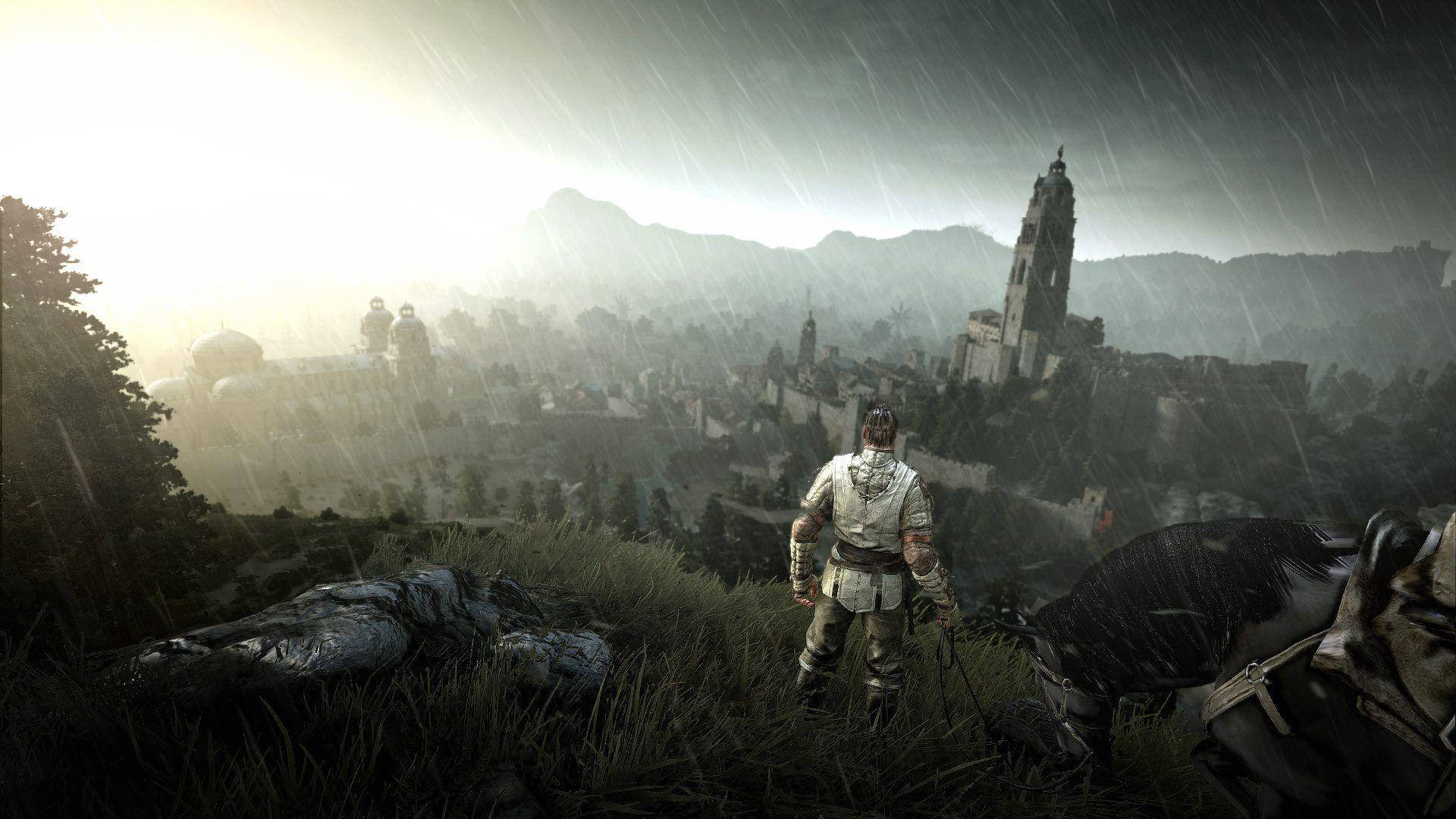 Black Desert Online, cliff, rain, Full HD Desktop Wallpaper