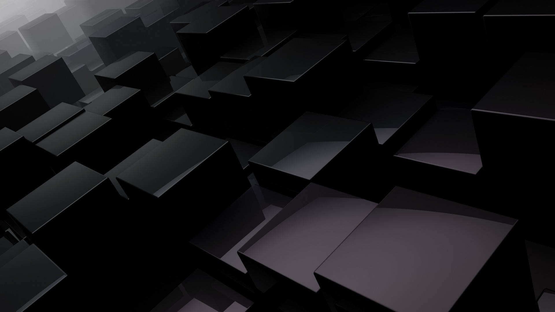 3D Abstract Squares, glossy black cubes, geometric maze, Full HD Desktop Wallpaper