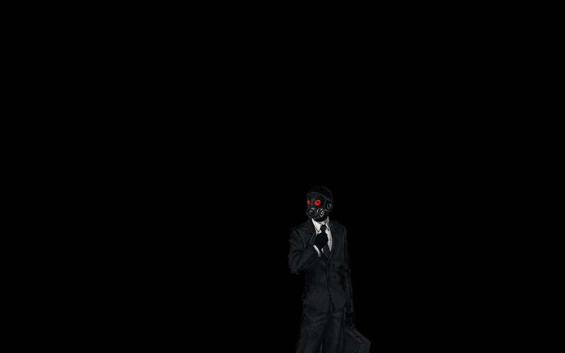 black hoodie, black suit, gas mask, Full HD Desktop Wallpaper