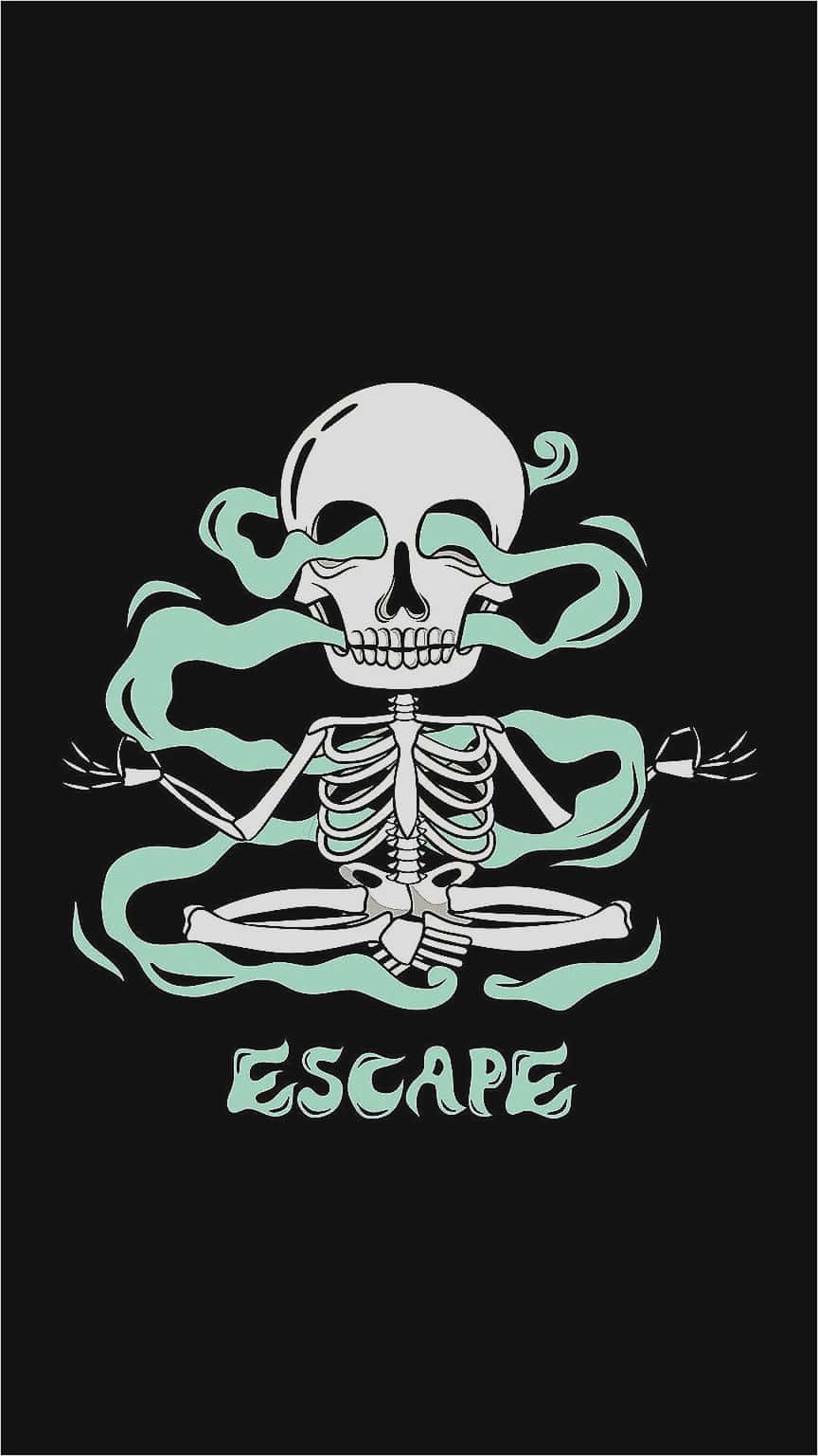 Black Dope, skeleton, teal smoke, HD Phone Wallpaper