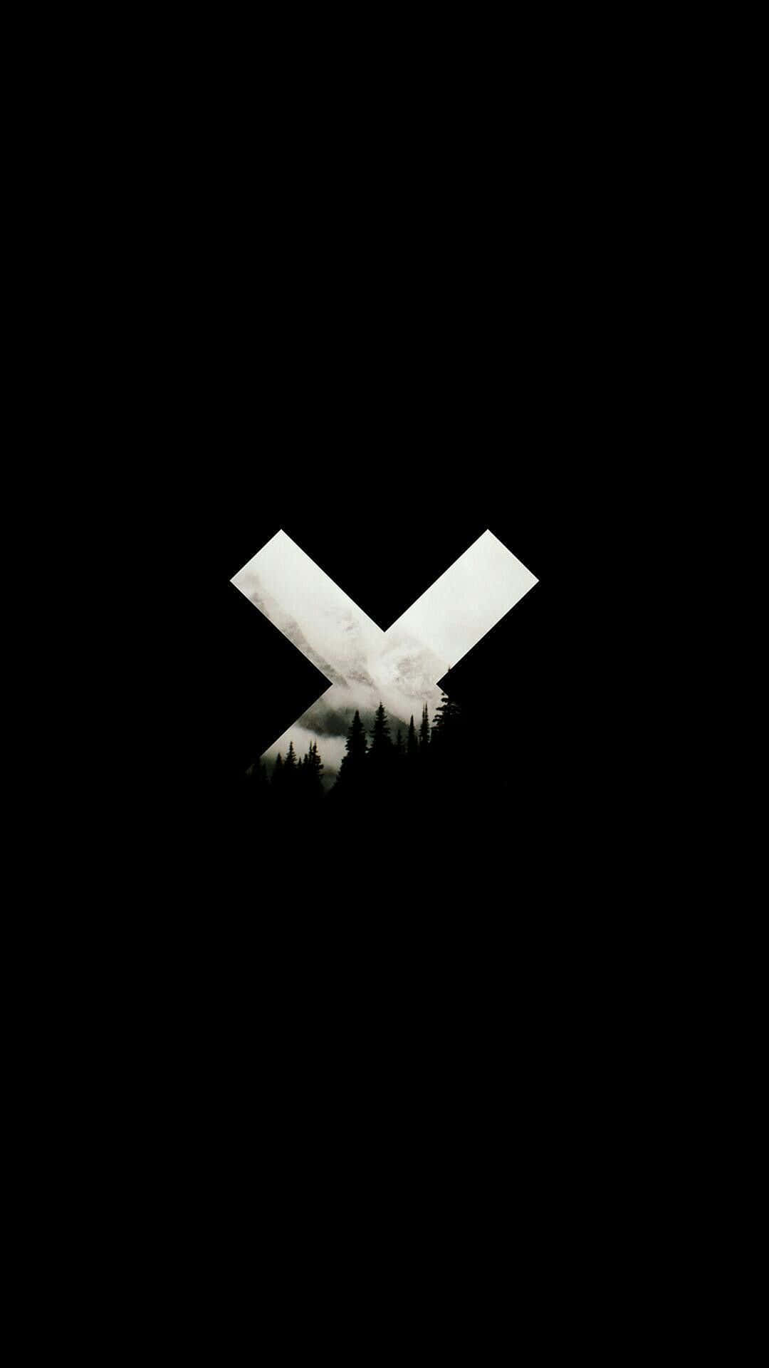 Black Dope, white X shape, misty forest silhouette, Full HD Phone Wallpaper