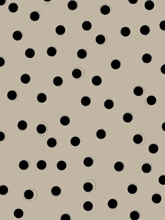 black polka dot pattern, beige background, thin white strokes, SD Phone Wallpaper