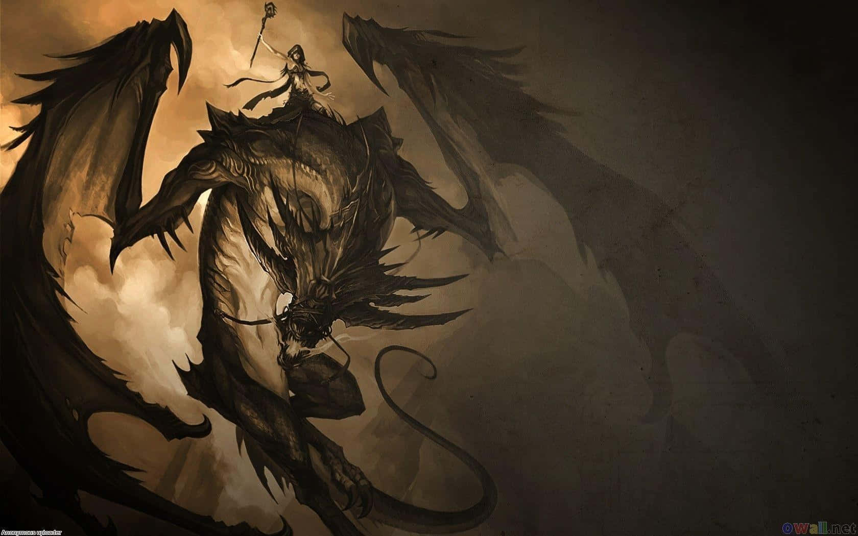 Black Dragon, warrior, massive dragon, HD Desktop Wallpaper