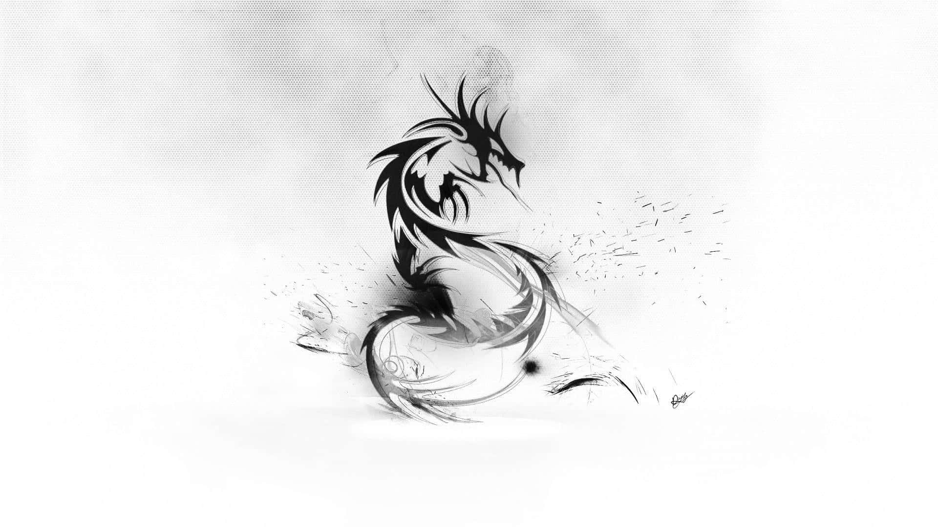 Black Dragon, long tongue, black ink, Full HD Desktop Wallpaper