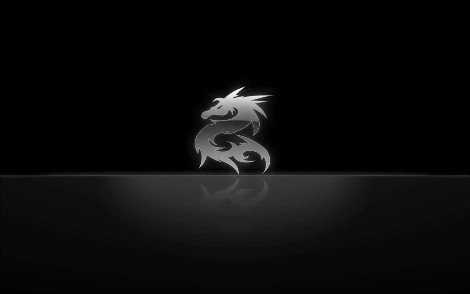 black dragon, silver dragon logo, black background, HD Desktop Wallpaper