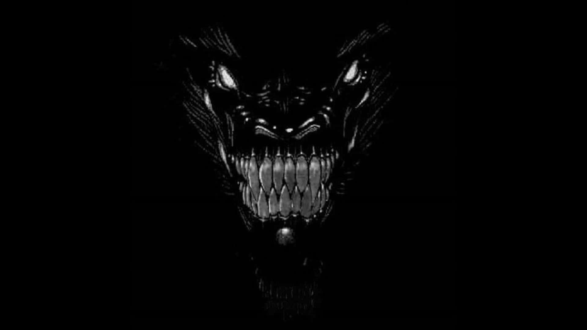 Black Dragon, glowing eyes, sharp teeth, Full HD Desktop Wallpaper