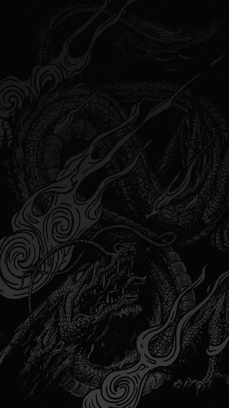 Black Dragon, flames, swirling smoke, HD Phone Wallpaper