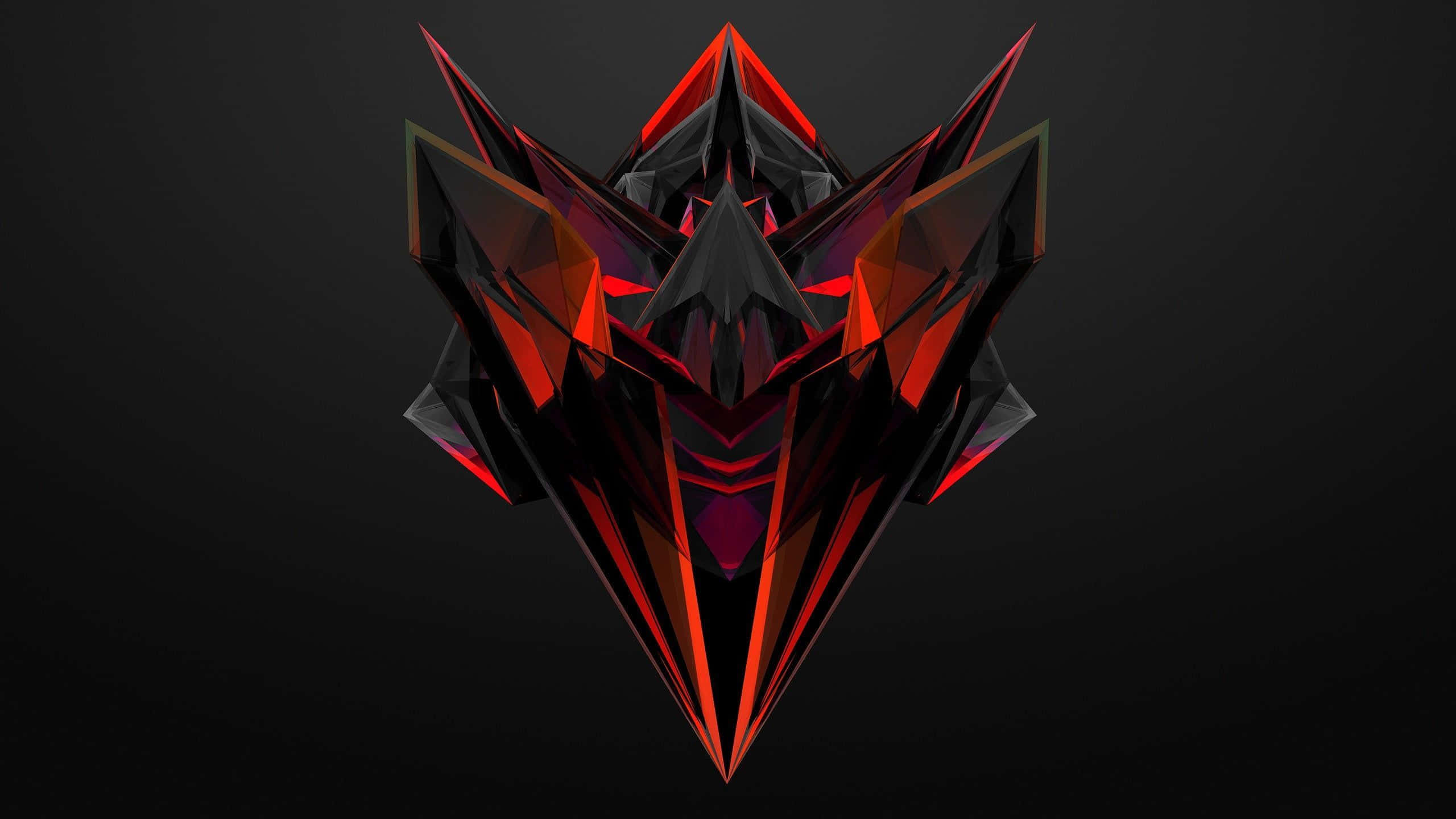 Black Red Neon, geometric dragon, red and black, 2K Desktop Wallpaper