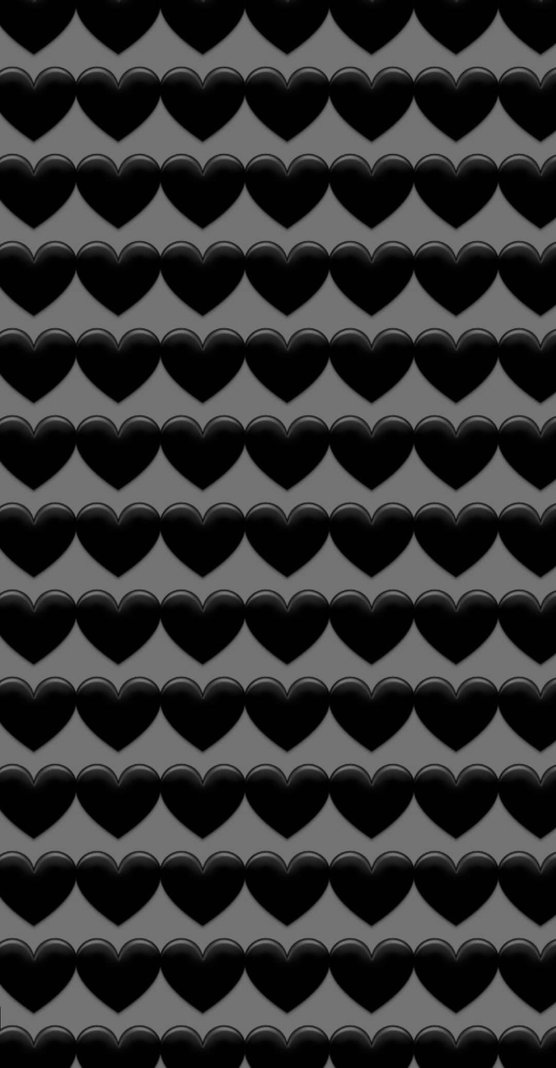 Black Emoji, glossy black hearts, dense grid, Full HD Phone Wallpaper