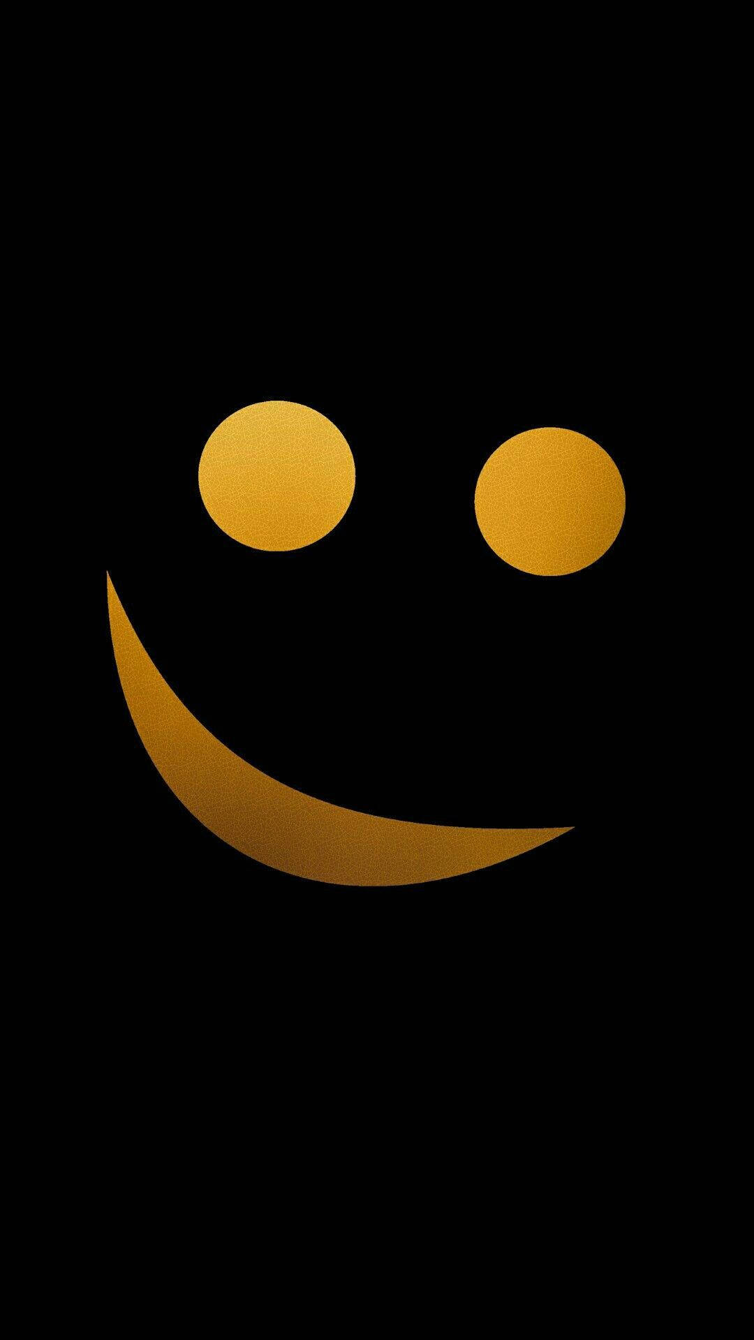 Black Emoji, golden smiley face, round eyes, Full HD Phone Wallpaper
