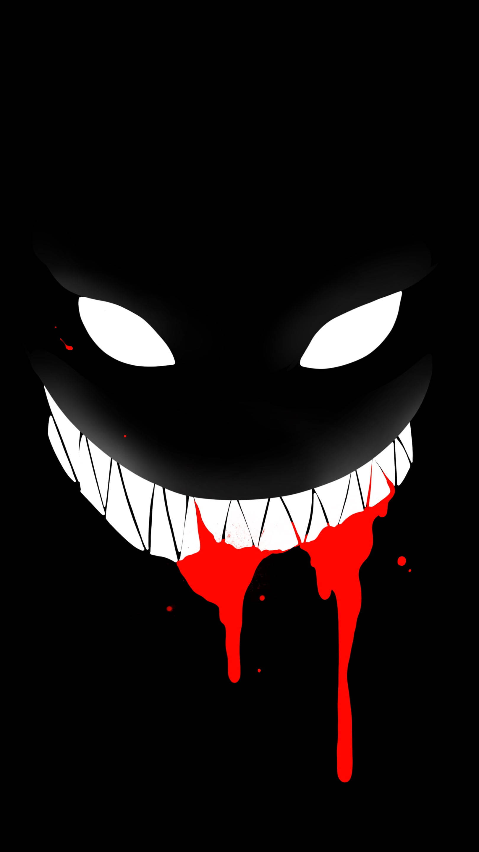 Black Emoji, evil face, glowing white eyes, 2K Phone Wallpaper