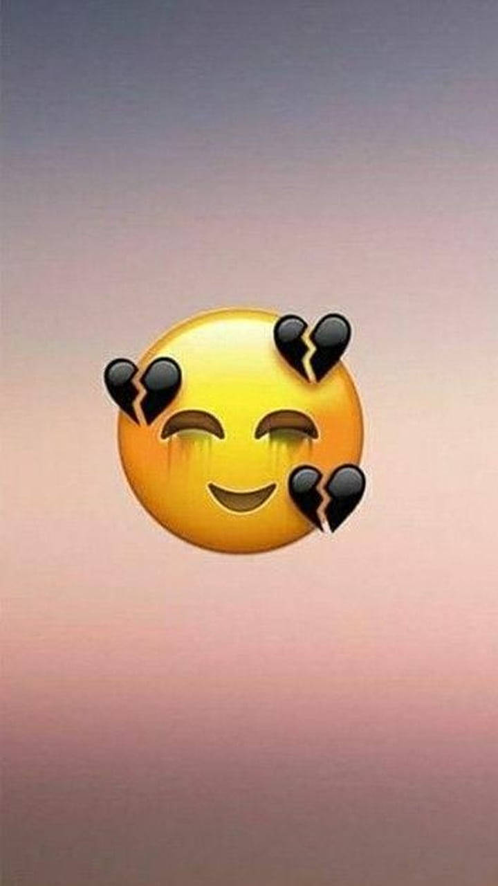 Black Emoji, yellow crying emoji, broken heart icons, HD Phone Wallpaper