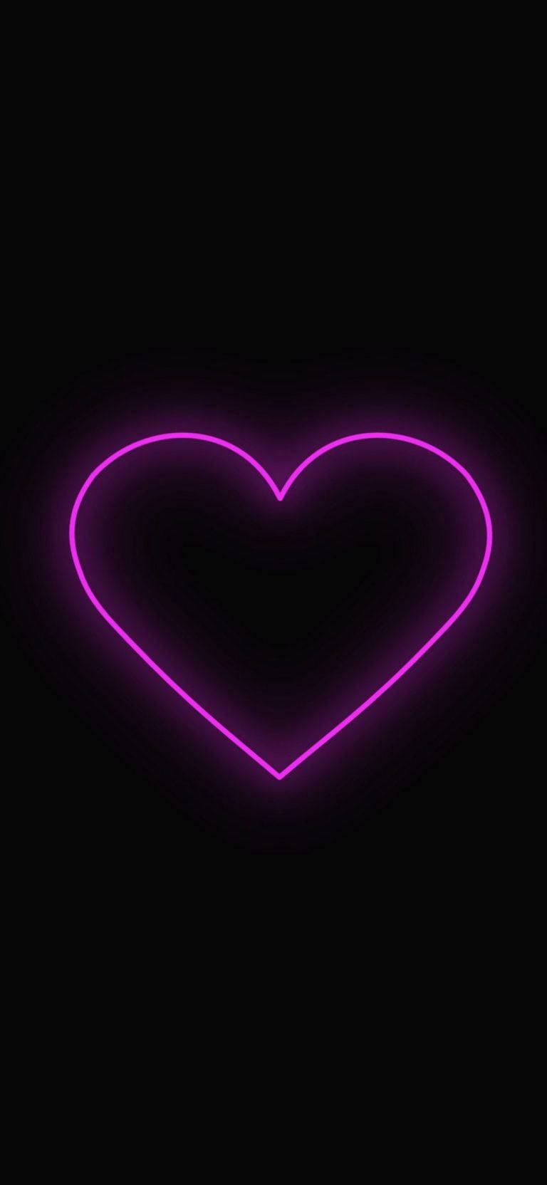 Black Emoji, purple heart, glowing purple neon heart outline, HD Phone Wallpaper